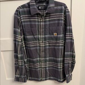 Carhartt Gray and Green Plaid Shirt